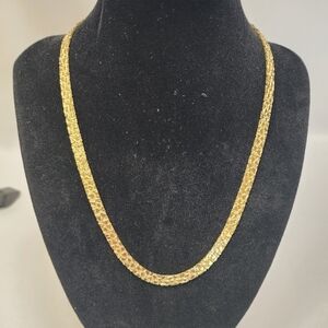 Vintage Gold Tone Nugget 18" Necklace - 1970s Made in Korea